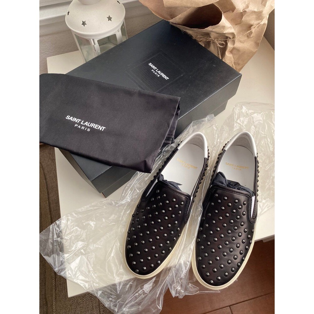 Authentic Saint Laurent Paris YSL Studded Slip On Women’s Sneakers 36